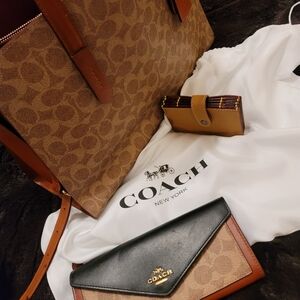 Coach full inclusions tote wallet and card holder with dust bag